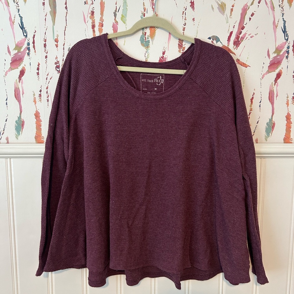 We The Free Purple Long Sleeve Waffle Knit